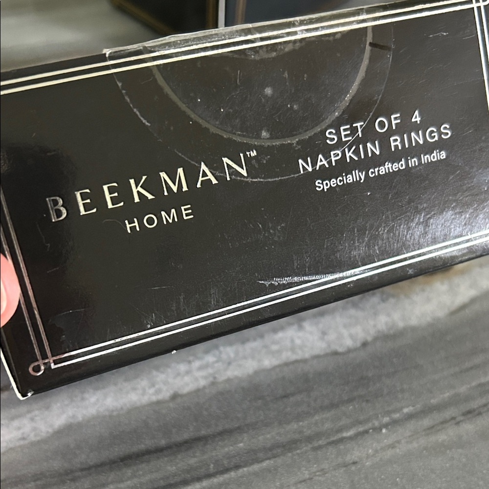 Beekman Home set of 4  Beaded Napkin Rings unopened box new! - Picture 3 of 8